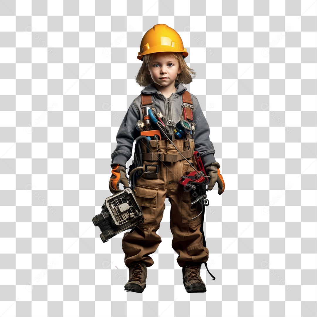 Criança com Fantasia de Reparador PNG Transparente