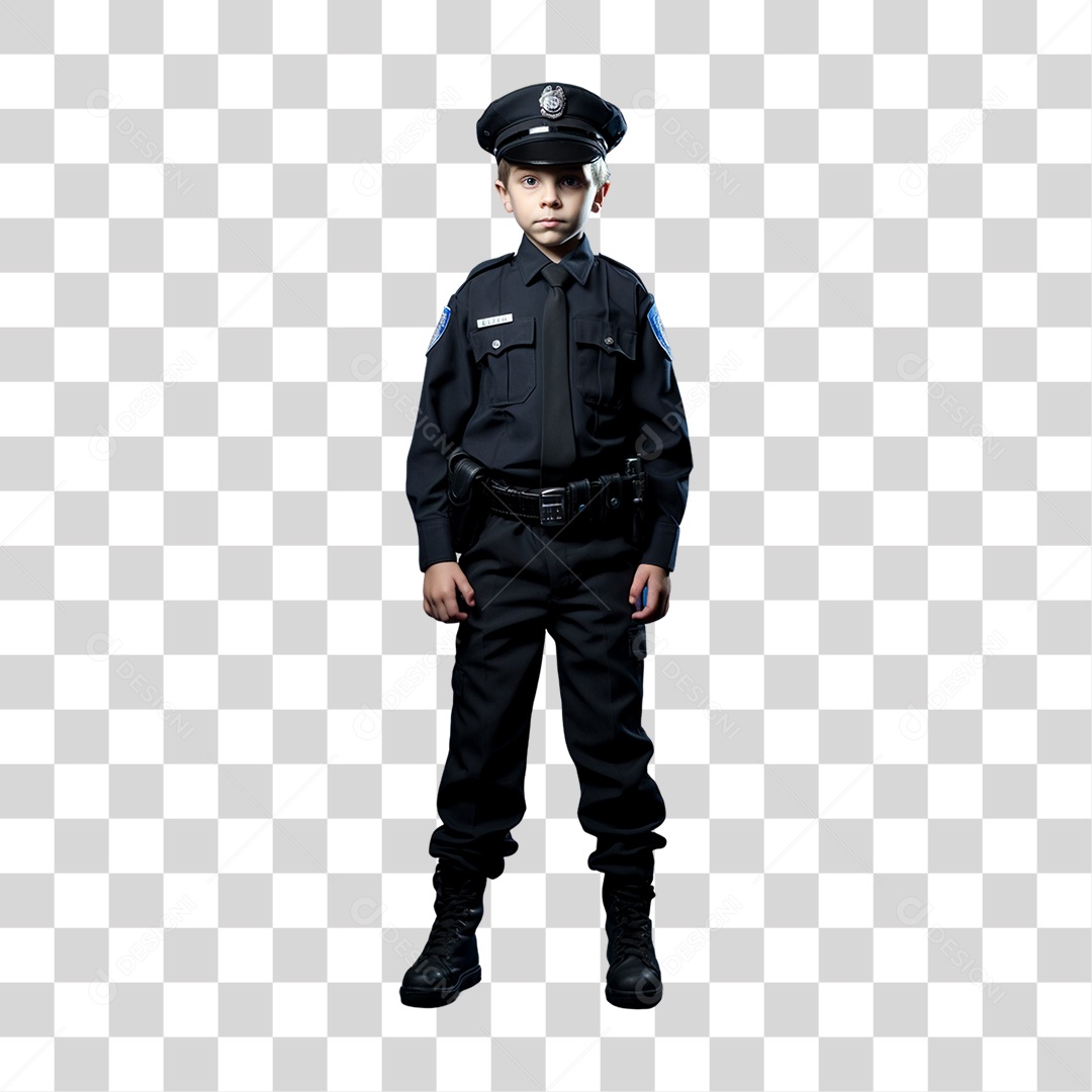 Criança com Fantasia de Policial PNG Transparente