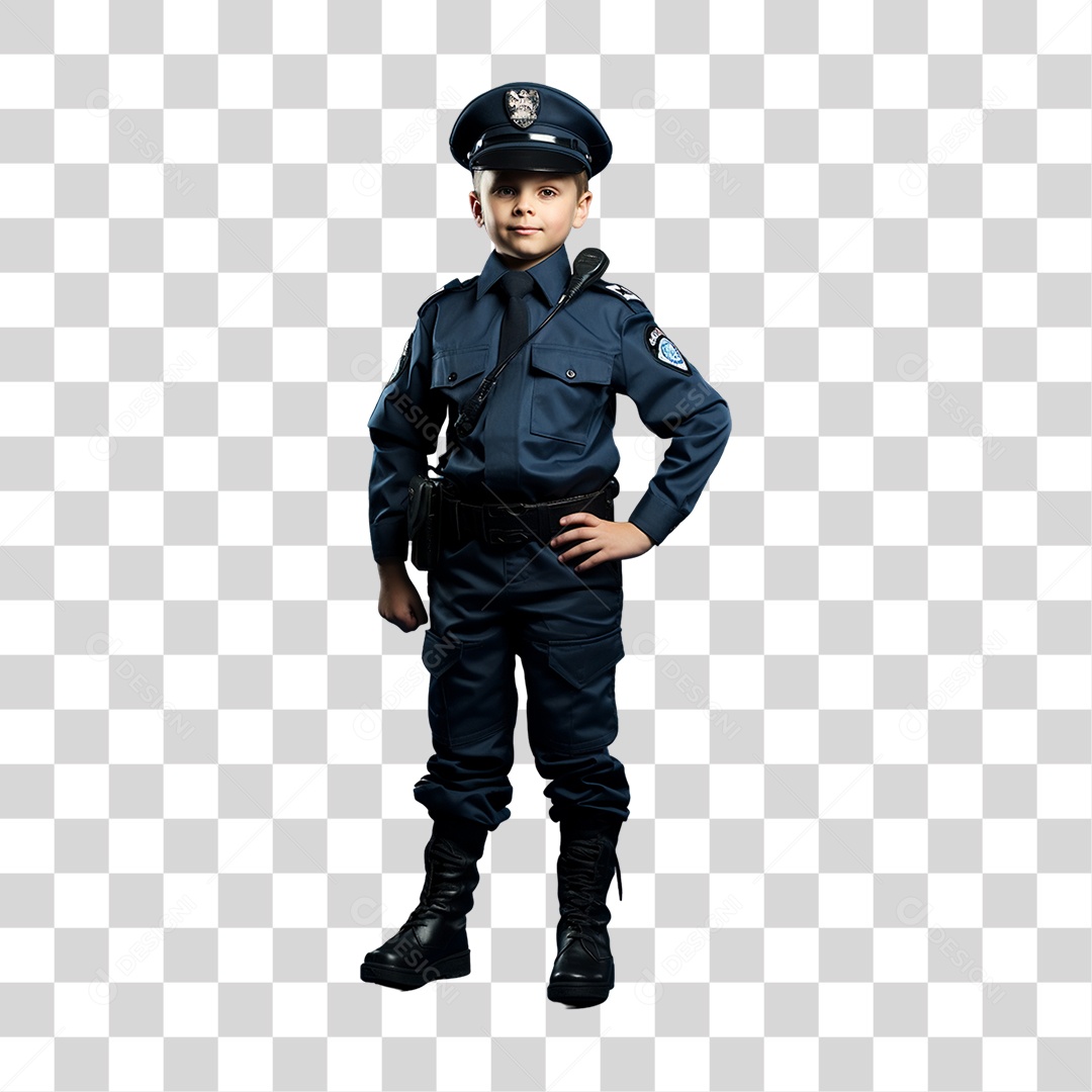 Criança com Fantasia de Policial PNG Transparente