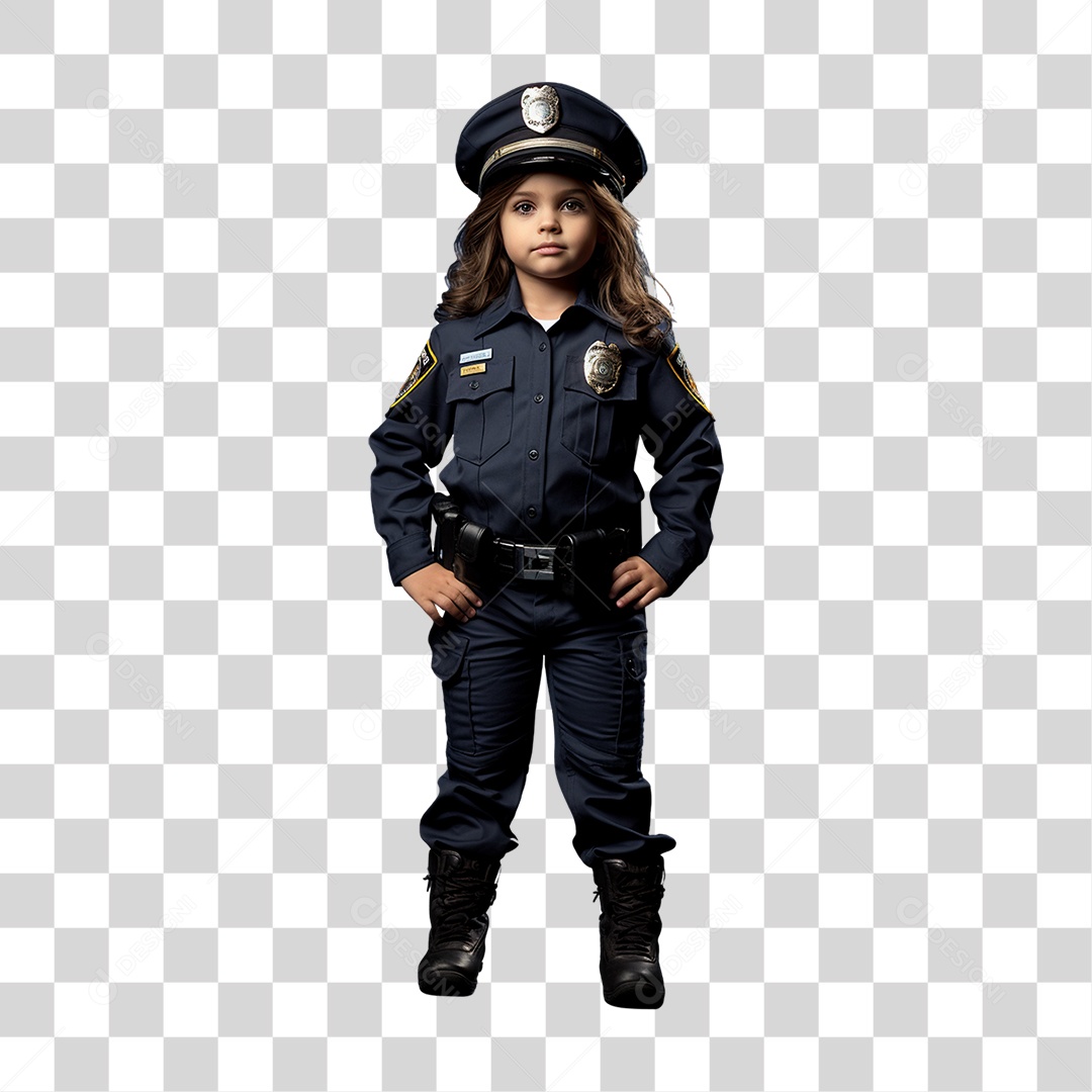 Criança com Fantasia de Policial PNG Transparente