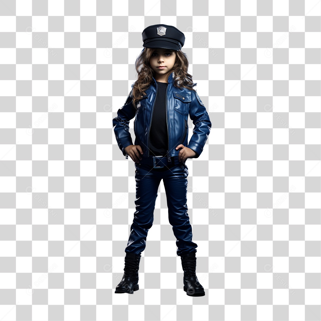 Criança com Fantasia de Policial PNG Transparente