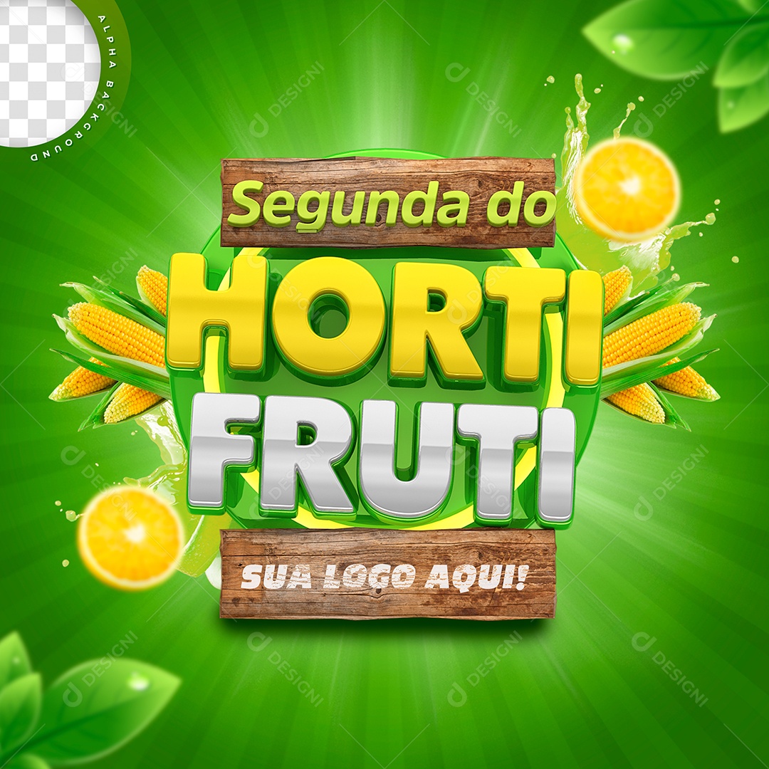 Selo 3D Segunda Do Horti Fruti Para Composição PSD