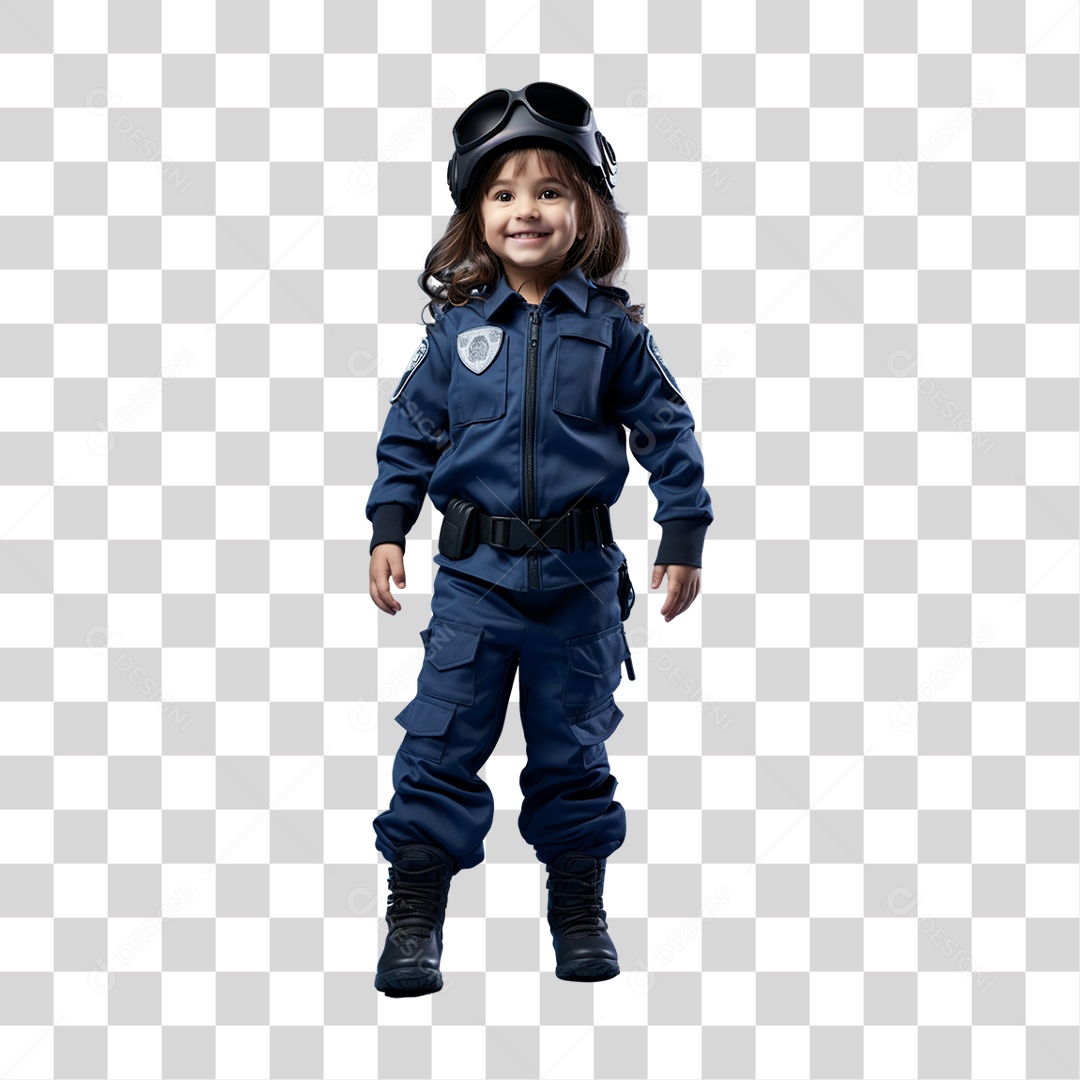 Criança com Fantasia de Policial PNG Transparente