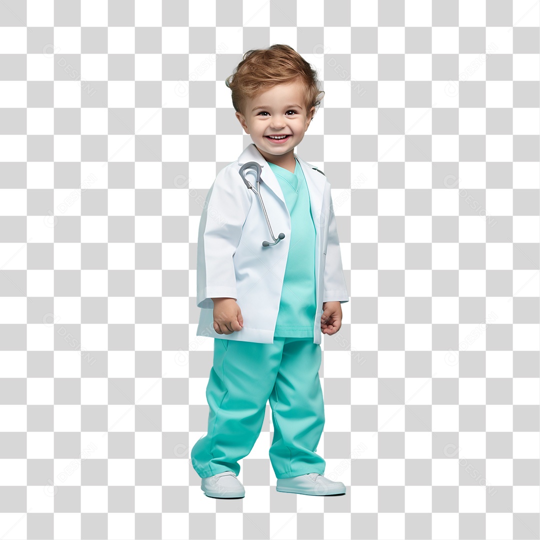 Criança com Fantasia de Médico PNG Transparente