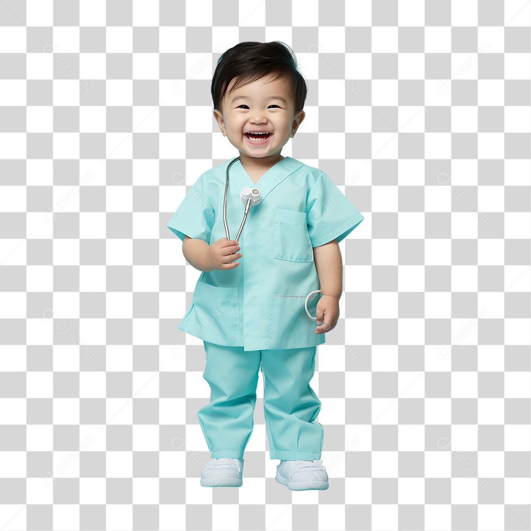Criança com Fantasia de Médico PNG Transparente