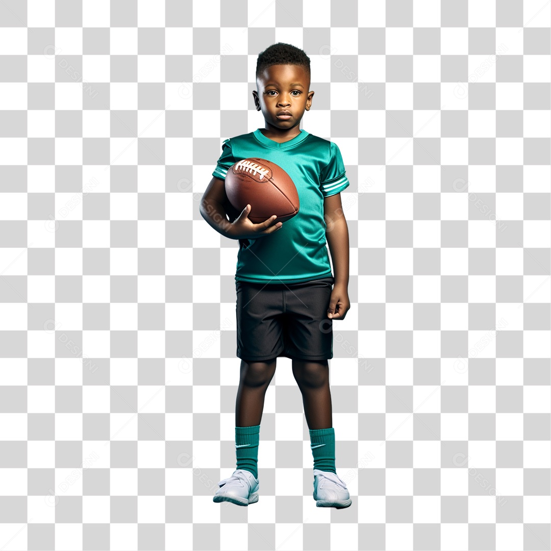 Criança com Fantasia de Jogador de Futebol PNG Transparente