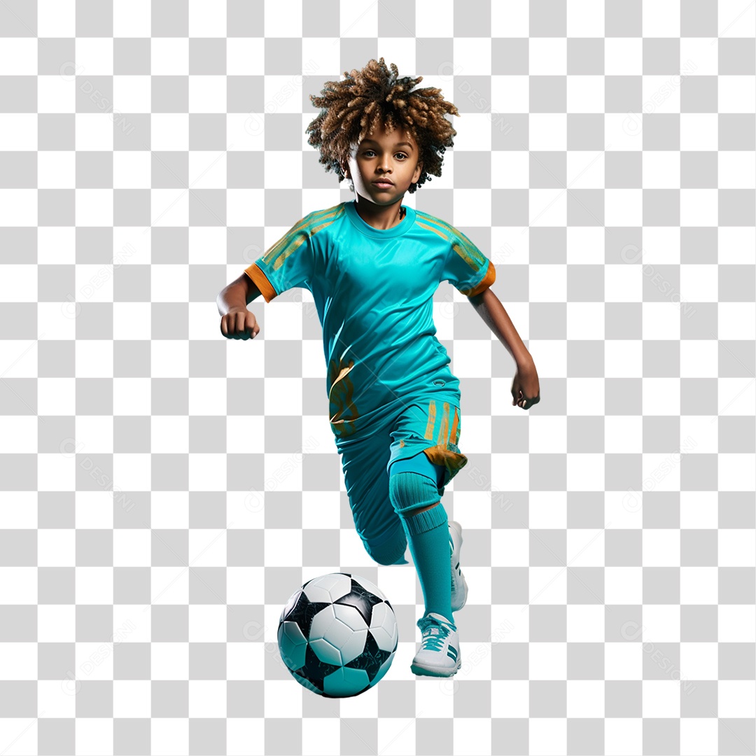 Criança com Fantasia de Jogador de Futebol PNG Transparente