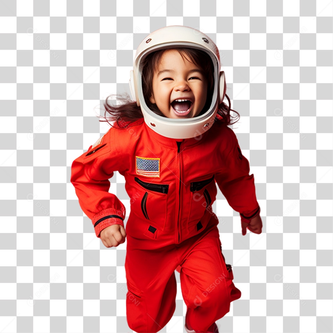 Criança com Fantasia de Astronauta PNG Transparente