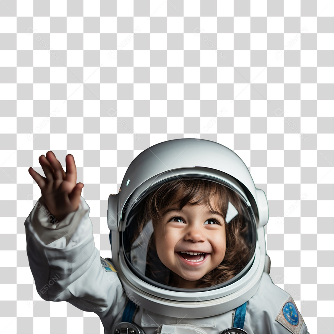 Criança com Fantasia de Astronauta PNG Transparente