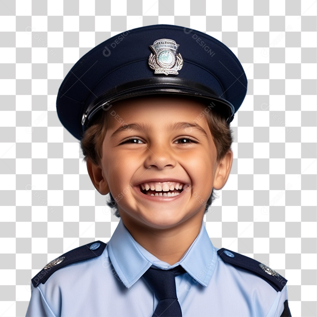 Criança com Fantasia de Policial PNG Transparente