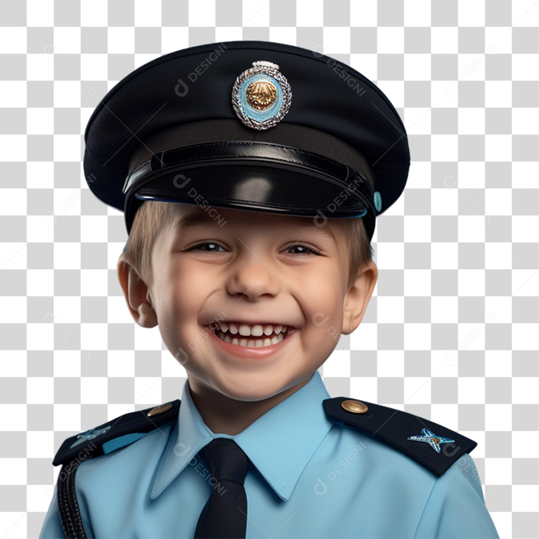 Criança com Fantasia de Policial PNG Transparente