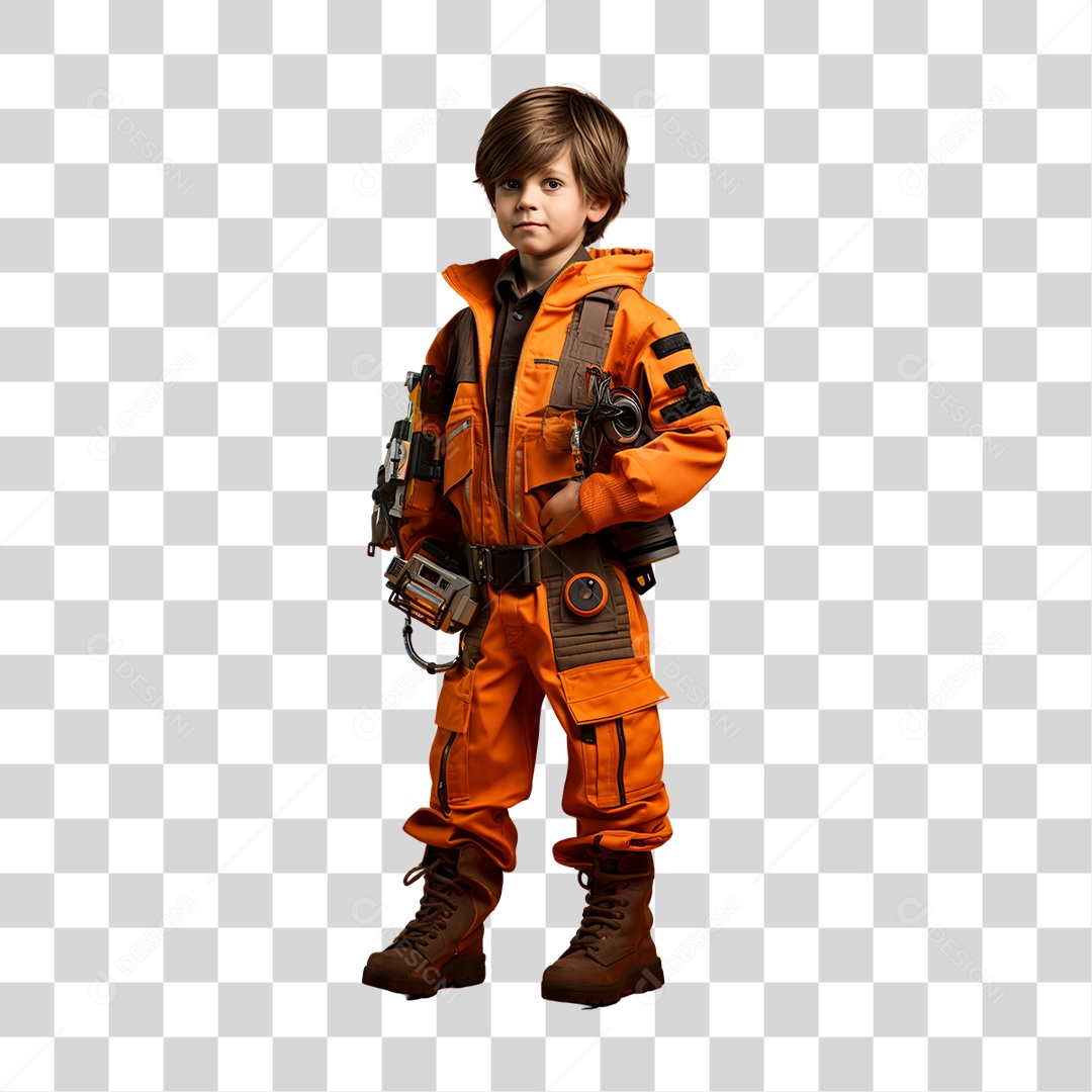 Menino Vestido com Roupa de Astronauta PNG Transparente