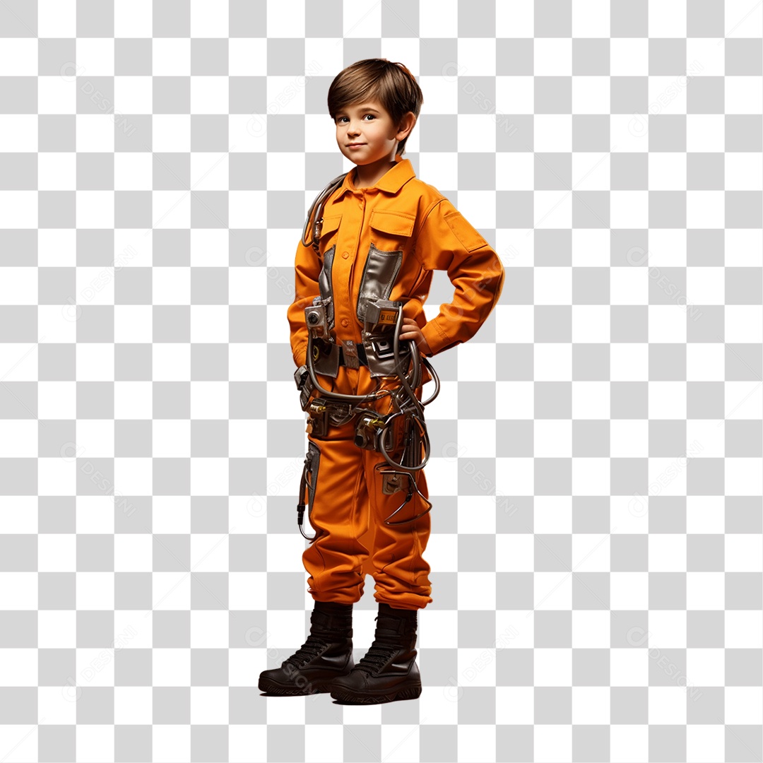 Menino Vestido com Roupa de Astronauta PNG Transparente