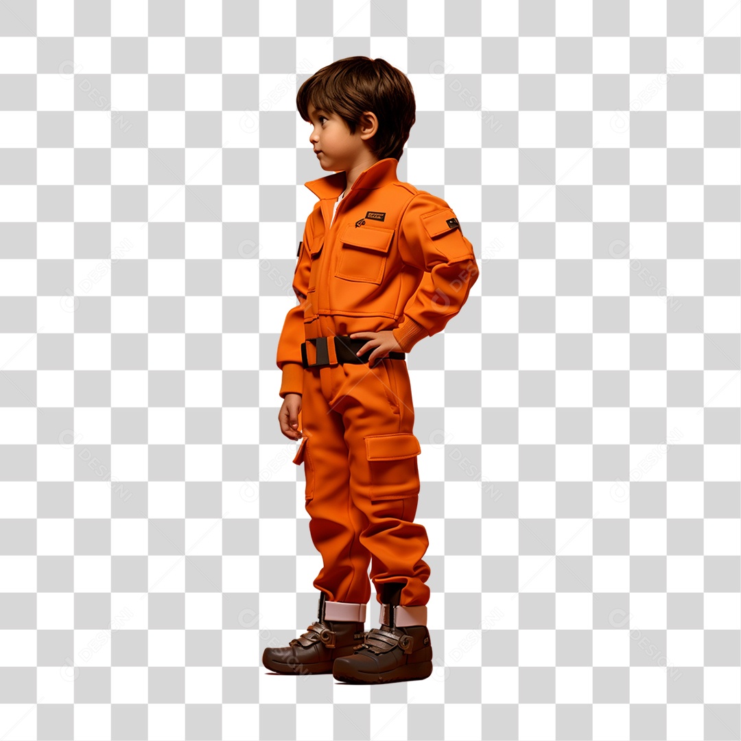 Menino Vestido com Roupa de Astronauta PNG Transparente