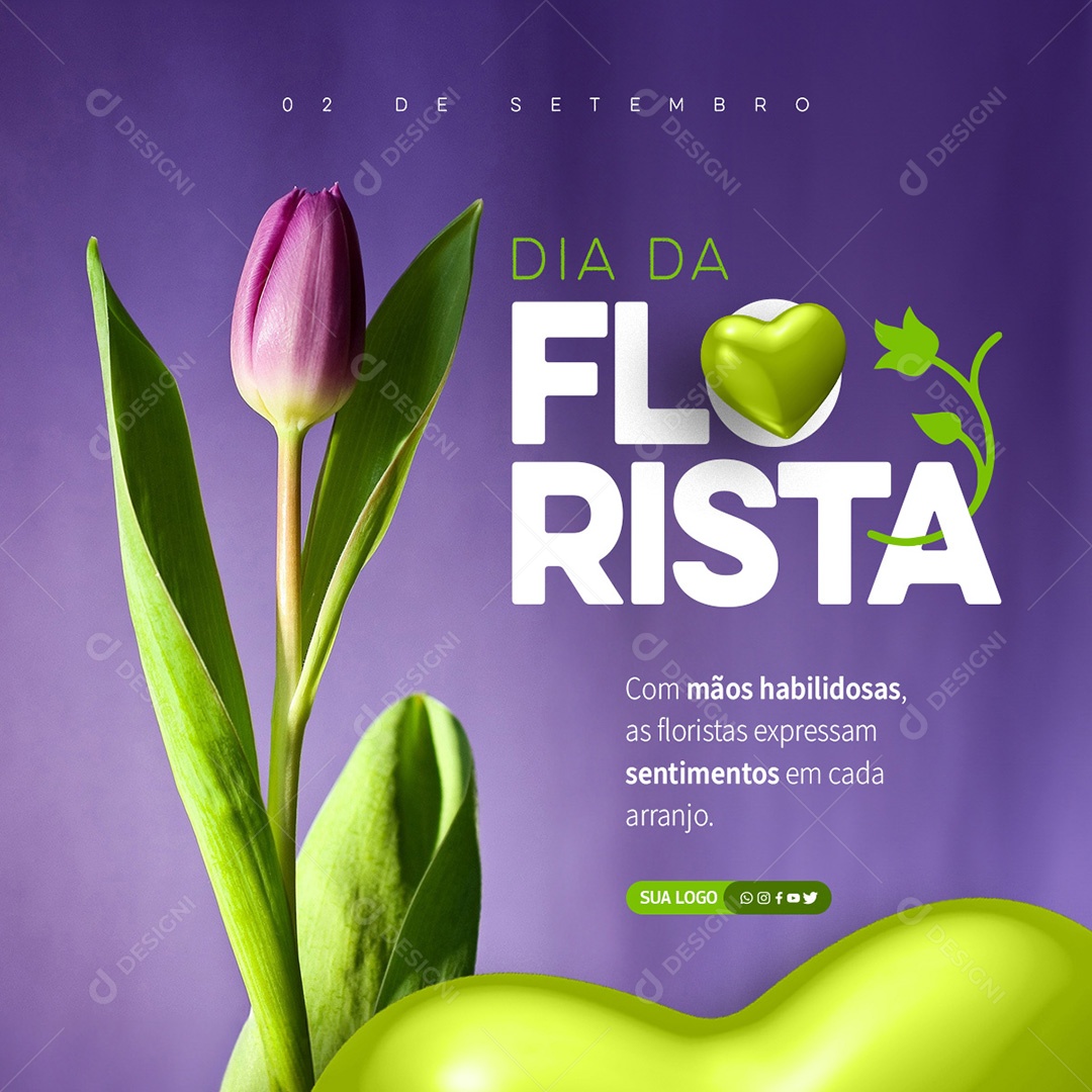 Dia Da Florista 02 De Setembro com Mãos Habilidosas que Expressam Sentimentos em Cada Arranjo Social Media PSD Editável