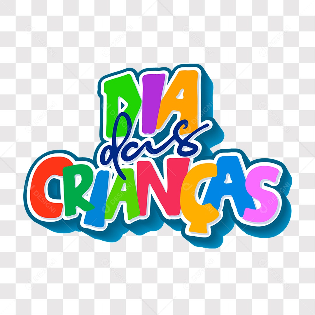 Lettering Texto Dia Das Crianças Colorido EPS + PNG