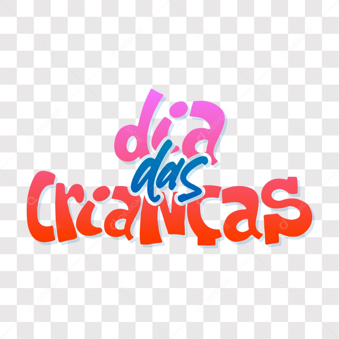 Lettering Texto Dia Das Crianças Colorido EPS + PNG