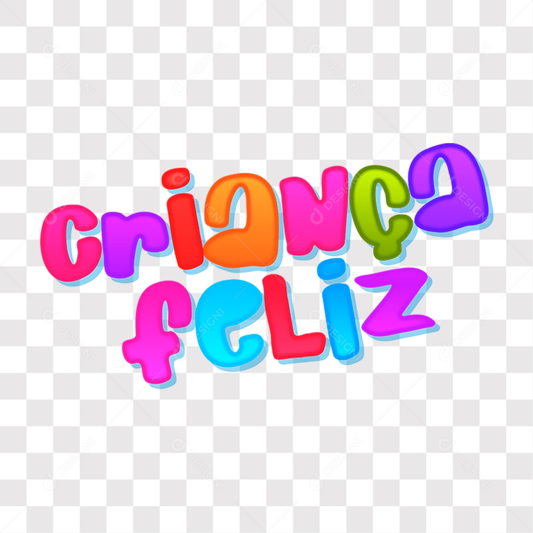 Lettering Texto Crianças Feliz Colorido EPS + PNG