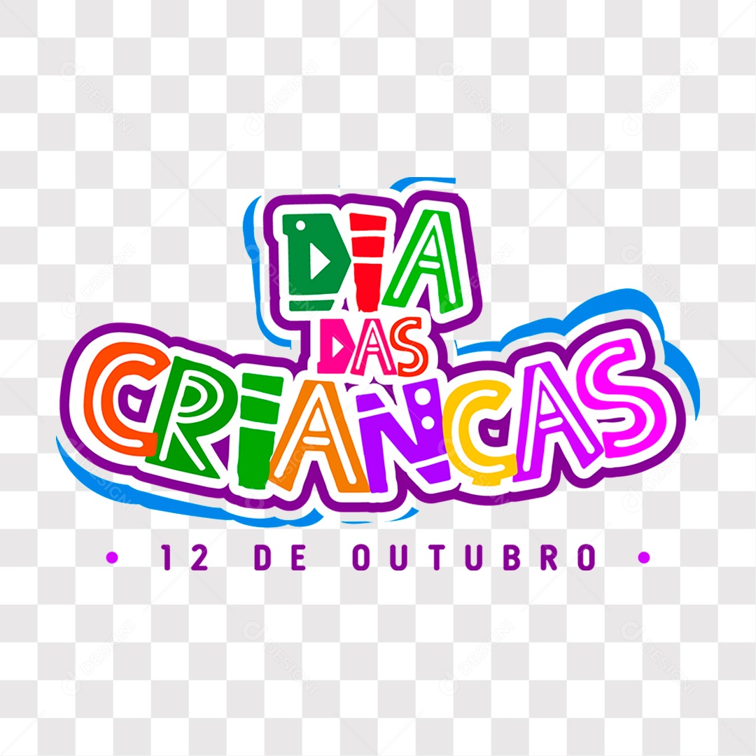 Lettering Texto Feliz Dia Das Crianças 12 de Outubro EPS + PNG