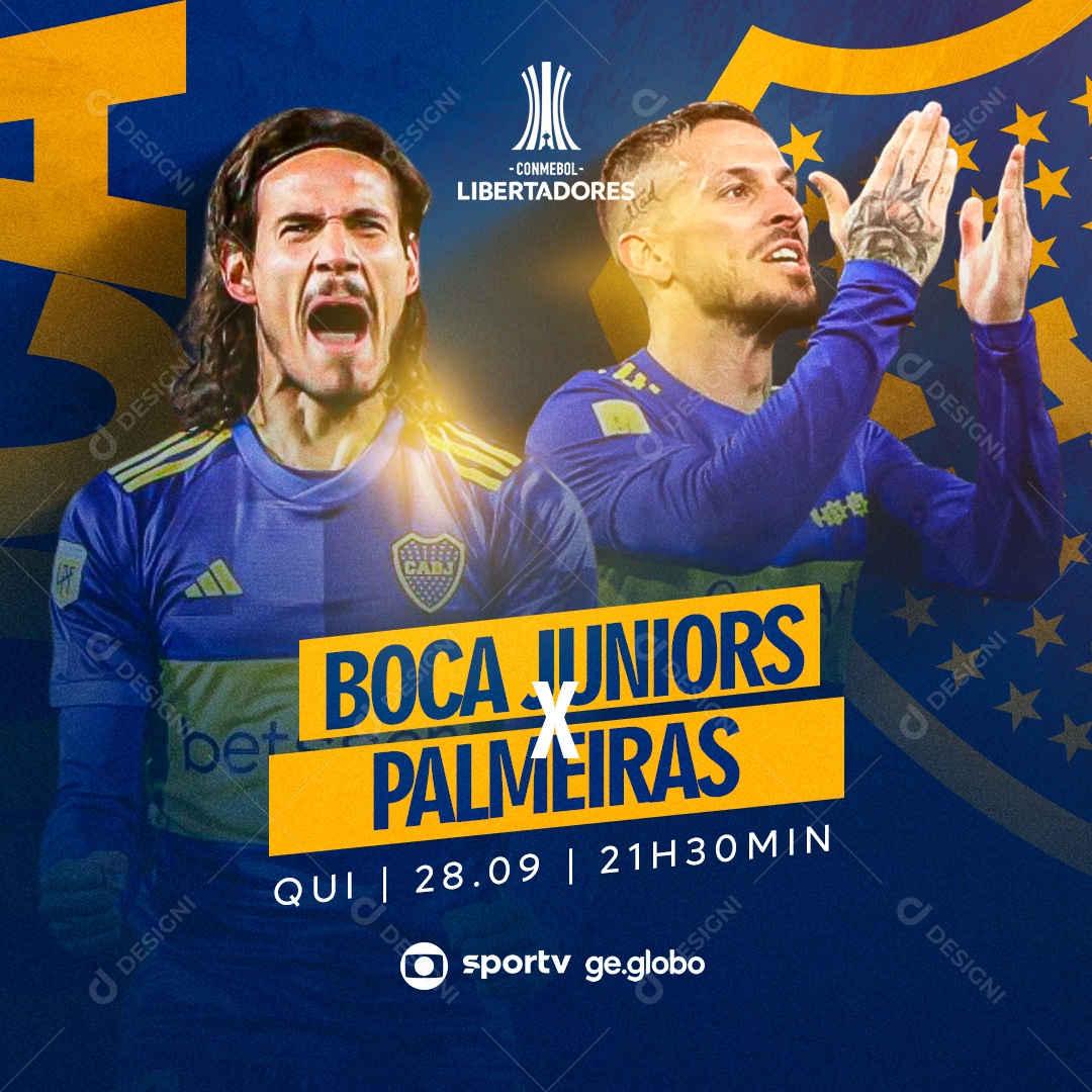Flyer Futebol Boca Juniors X Palmeiras Social Media PSD Editável