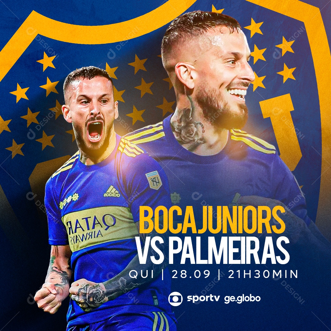 Social Media Flyer Boca Juniors Vs Palmeiras PSD Editável