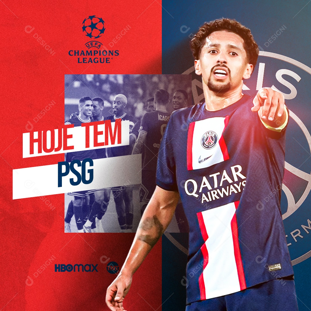 Social Media Flyer Futebol Hoje Tem PSG PSD Editável