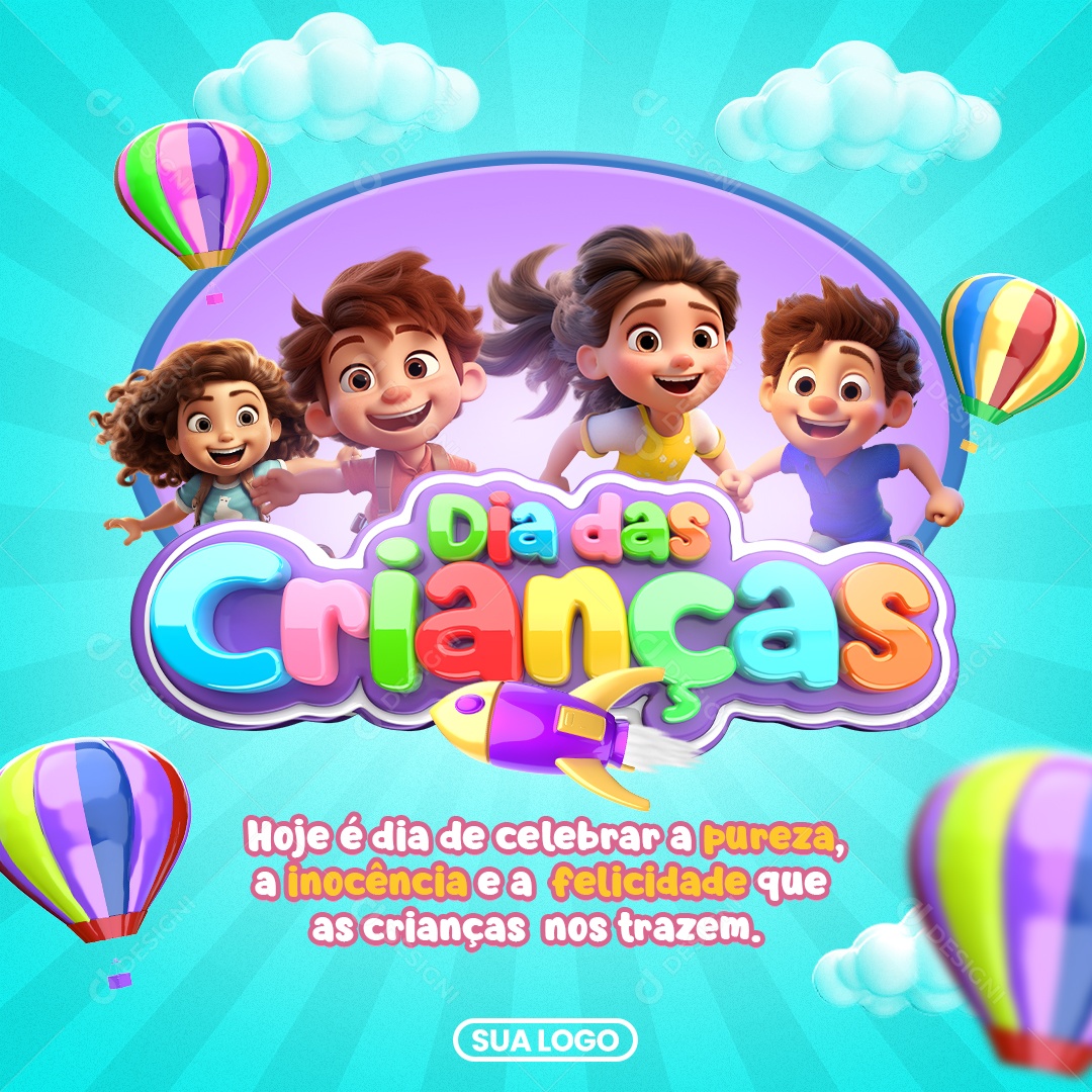 Dia Das Crianças Hoje é Dia de Celebrar a Pureza Social Media PSD Editável