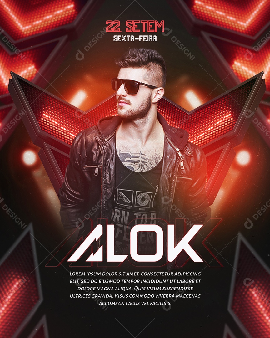 Flyer DJ Alok 22 de Setembro Show Social Media PSD Editável