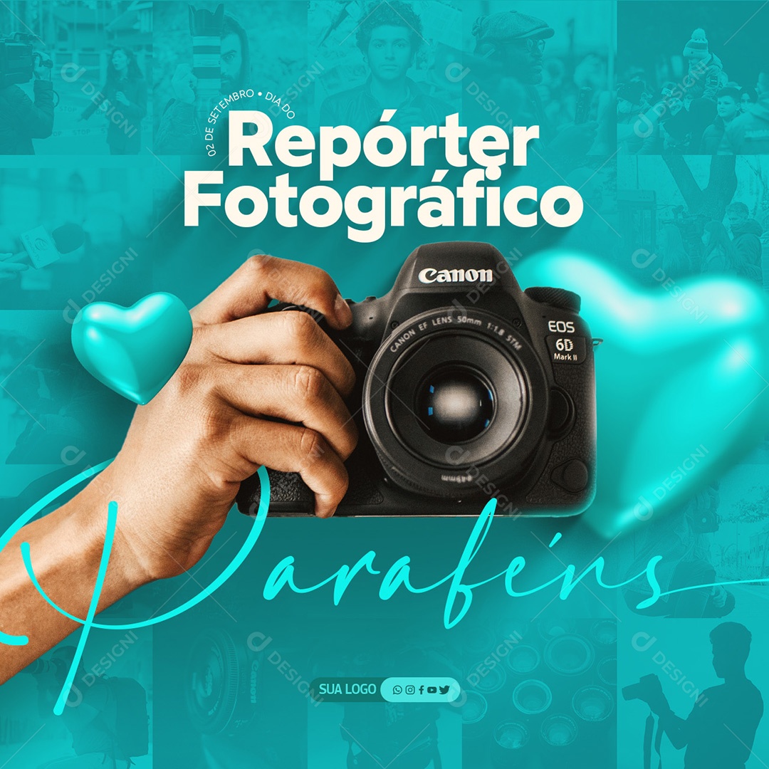 Dia do Repórter Fotográfico 2 de Setembro Parabéns Social Media PSD Editável