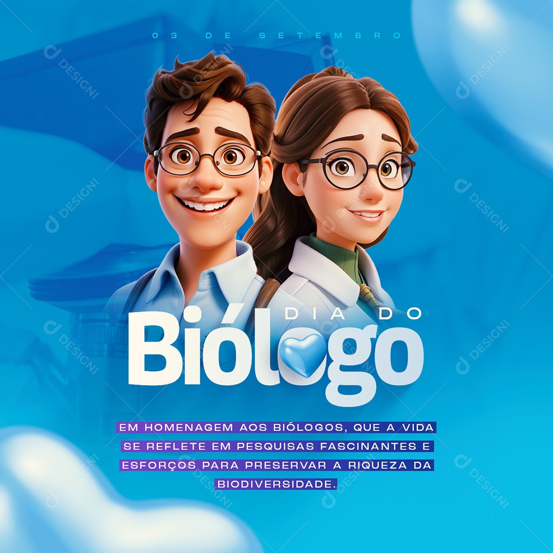 Dia Do Biólogo 03 De Setembro que a Vida se Reflete em Pesquisas Fascinantes e Esforços  Social Media PSD Editável