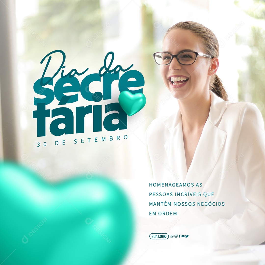 Dia Da Secretária 30 de Setembro Homenageamos as Pessoas Incríveis que Mantem nossos Negócios em Ordem Social Media PSD Editável