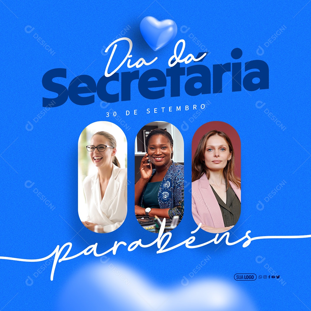 Dia Da Secretária 30 de Setembro Parabéns Social Media PSD Editável