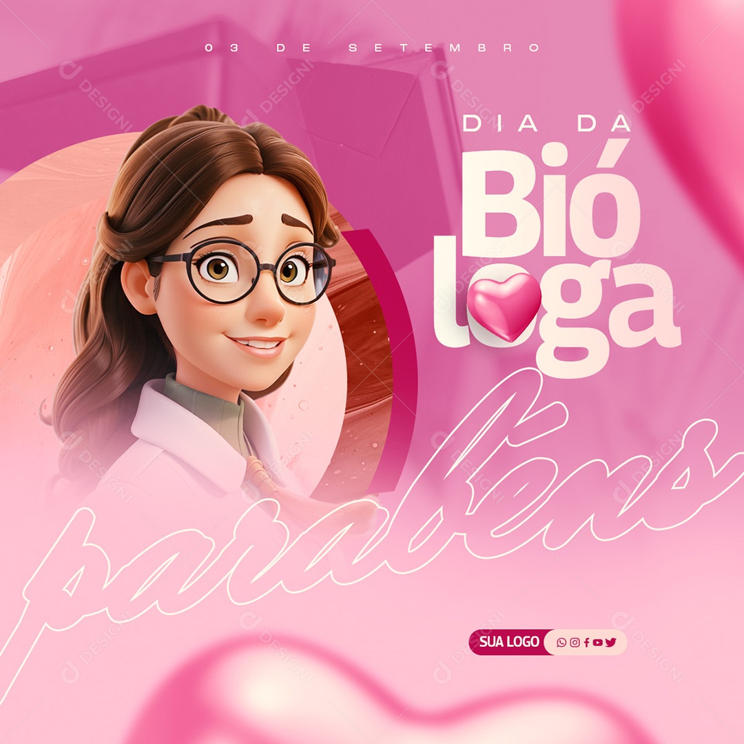 Dia Do Bióloga 03 De Setembro Social Media PSD Editável