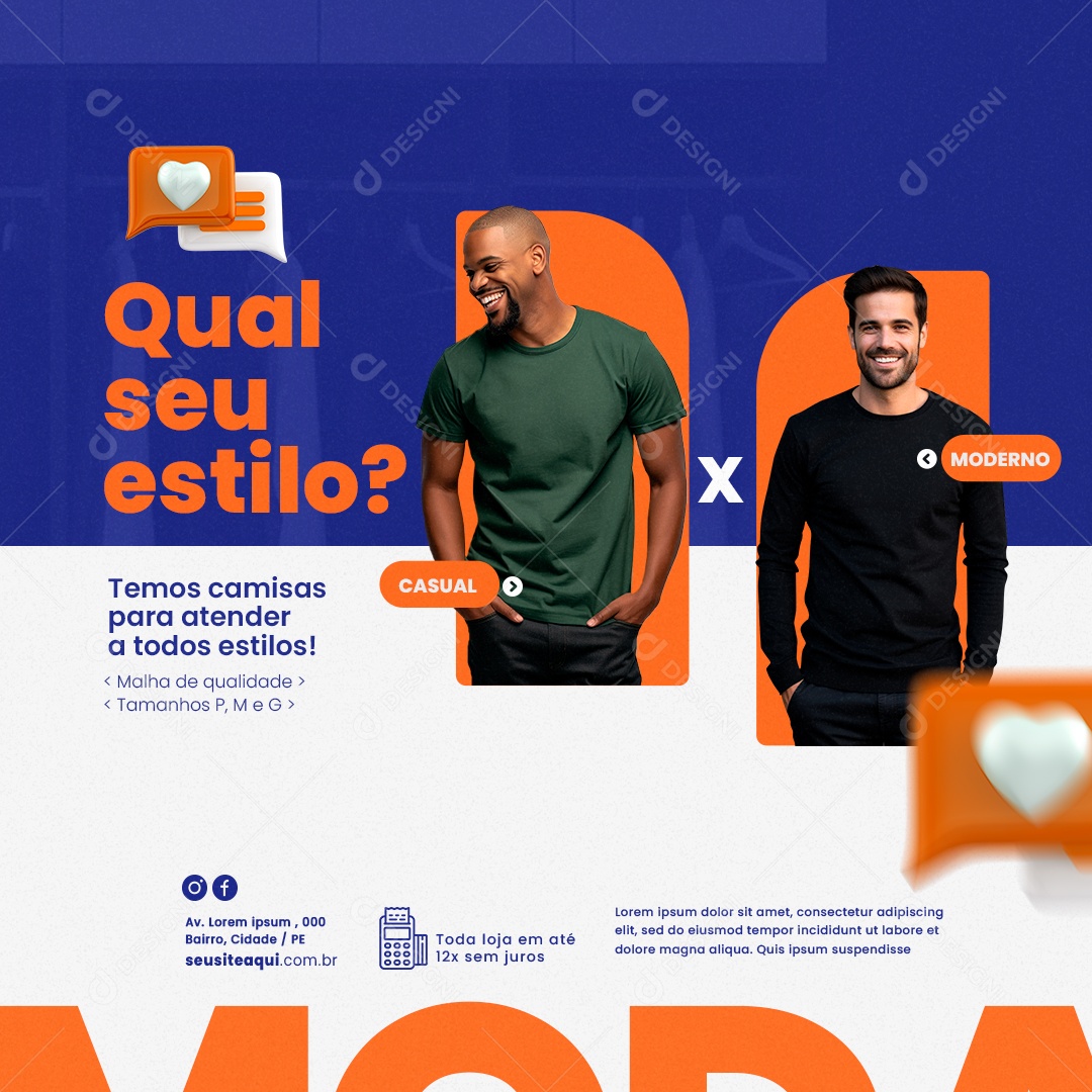 Loja de Roupas Qual seu Estilo Social Media PSD Editável
