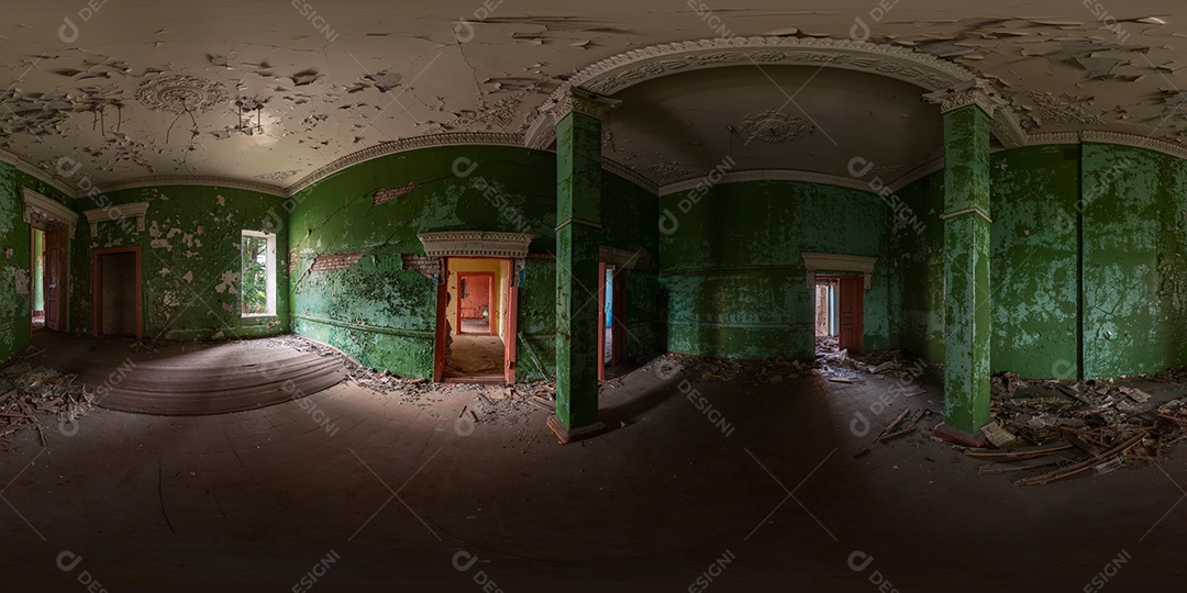 Panorama do salão abandonado