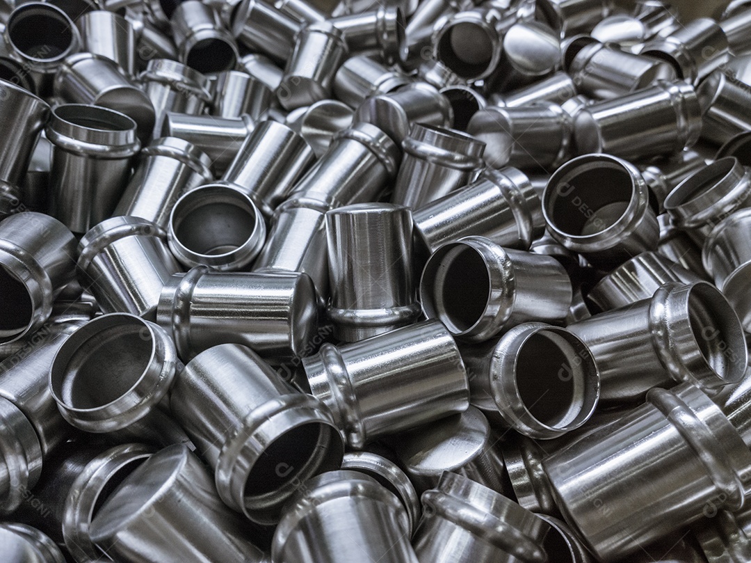 Fundo de peças cilíndricas de aço brilhante