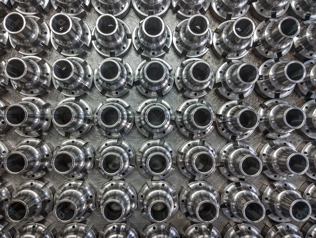 Fundo de peças cilíndricas de aço brilhante