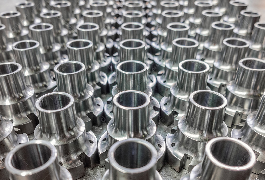 Fundo de peças cilíndricas de aço brilhante