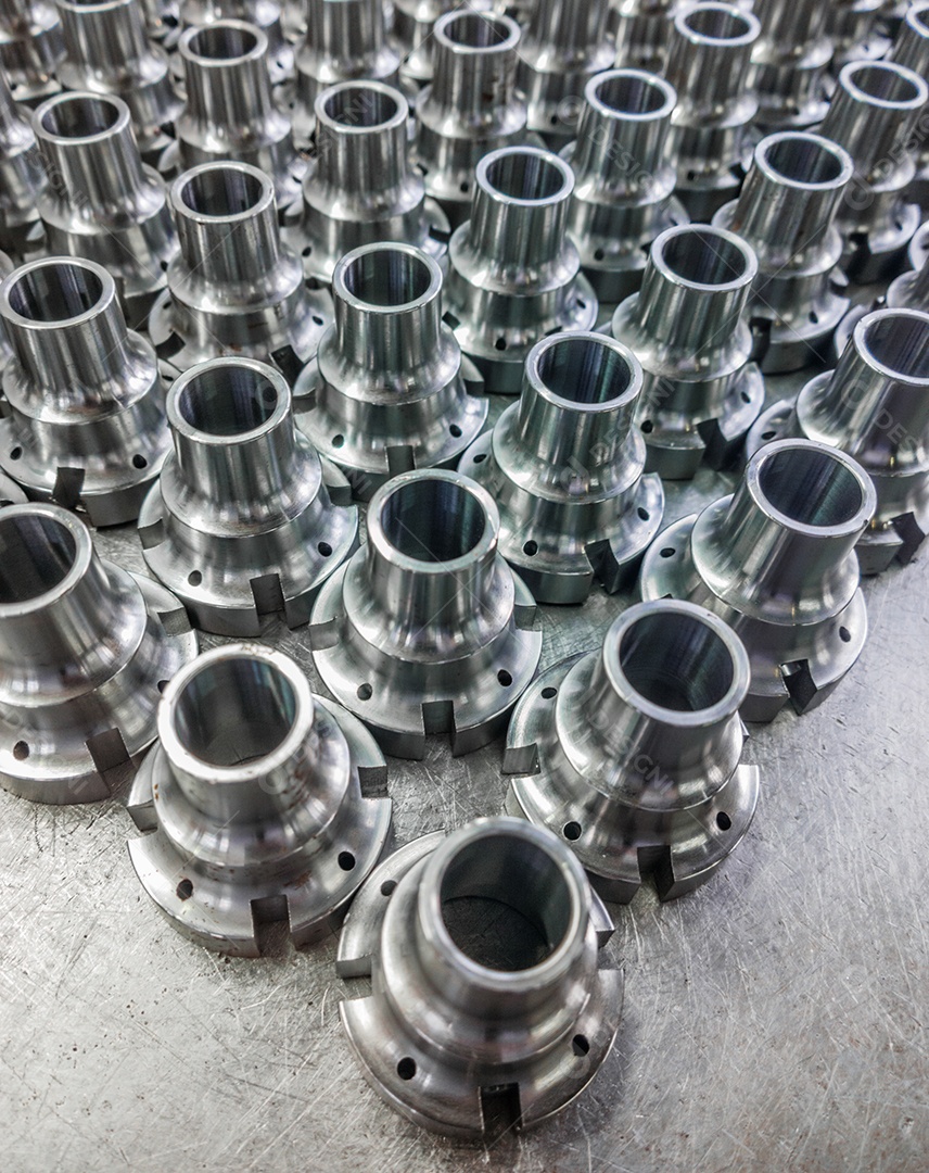 Fundo de peças cilíndricas de aço brilhante