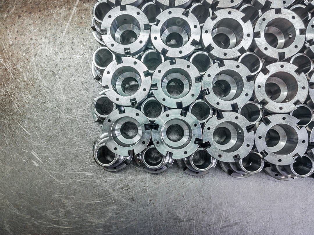 Fundo de peças cilíndricas de aço brilhante