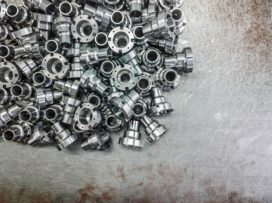 Fundo de peças cilíndricas de aço brilhante