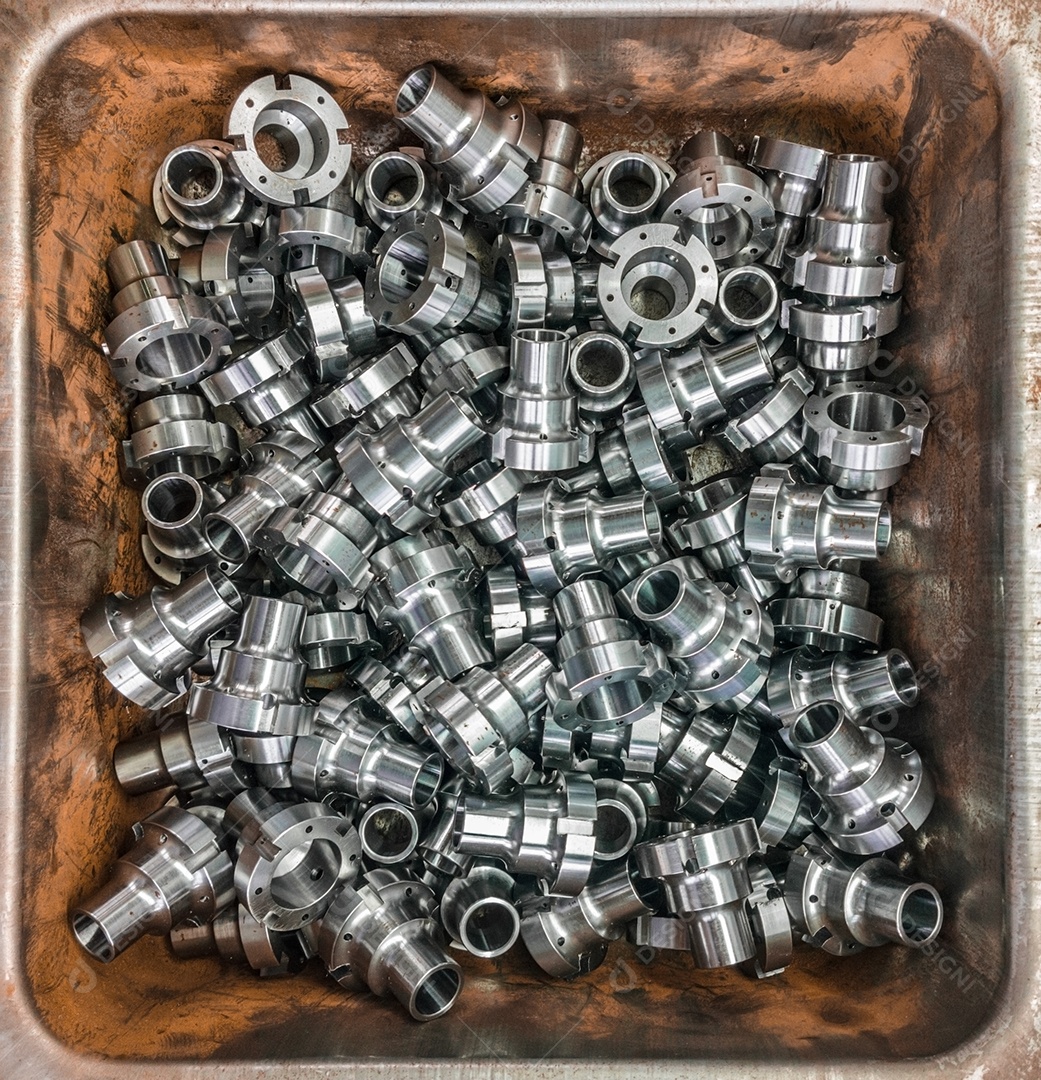 Fundo de peças cilíndricas de aço brilhante