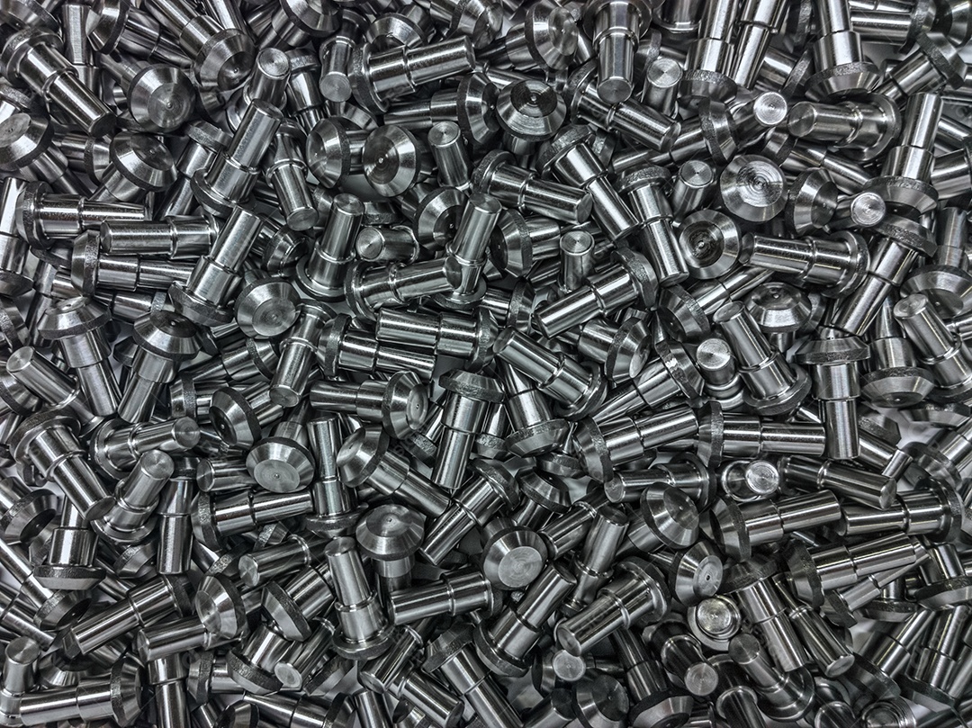 Fundo de peças cilíndricas de aço brilhante