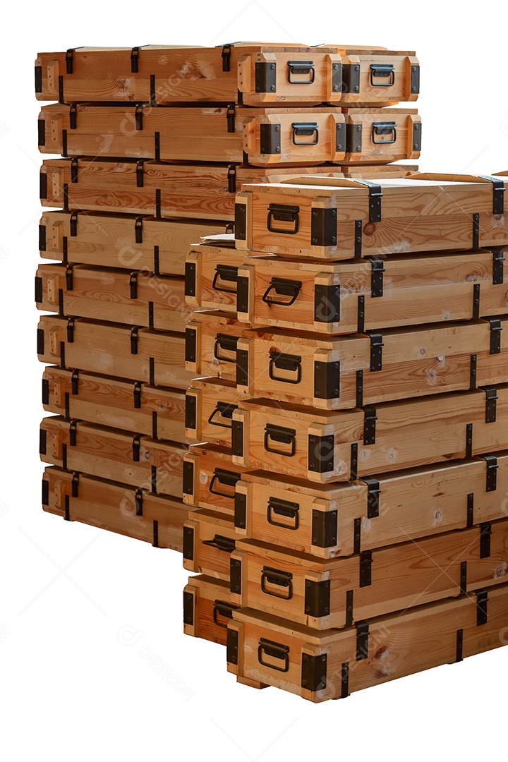 Pilhas de caixas de madeira