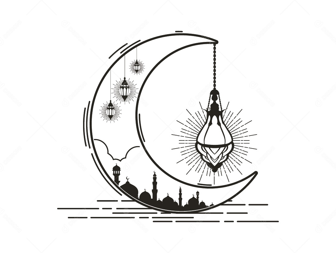 Lua crescente do Ramadã Ilustração Vetor EPS