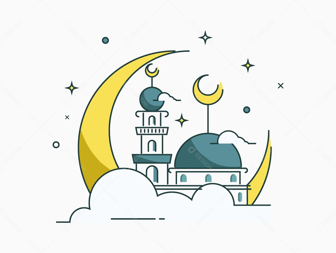 Lua crescente e Mesquita Ilustração Vetor EPS