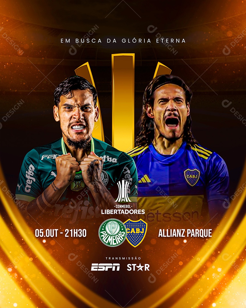 Flyer Futebol Palmeiras X Boca Juniors Libertadores Social Media PSD Editável