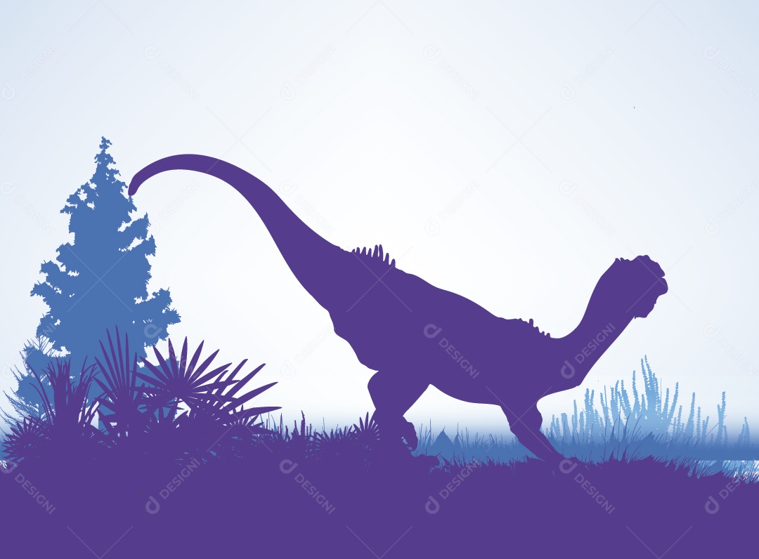 Silhueta de uma Espécie de Dinossauro Vetor EPS