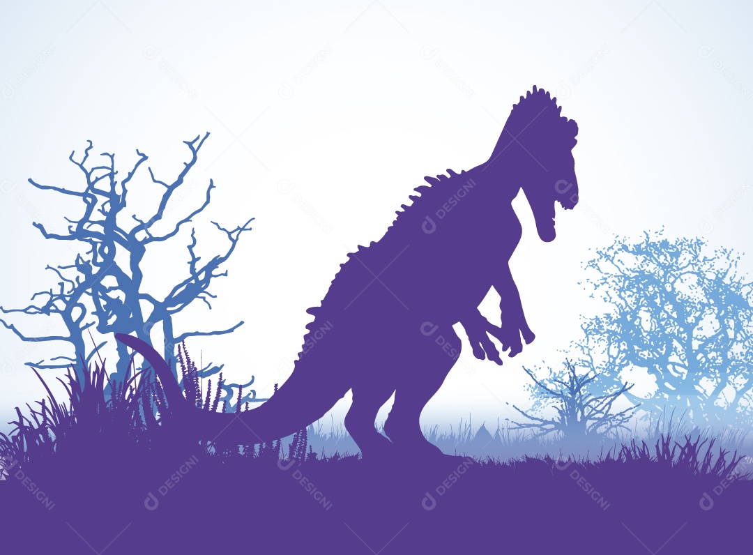 Silhueta de uma Espécie de Dinossauro Vetor EPS