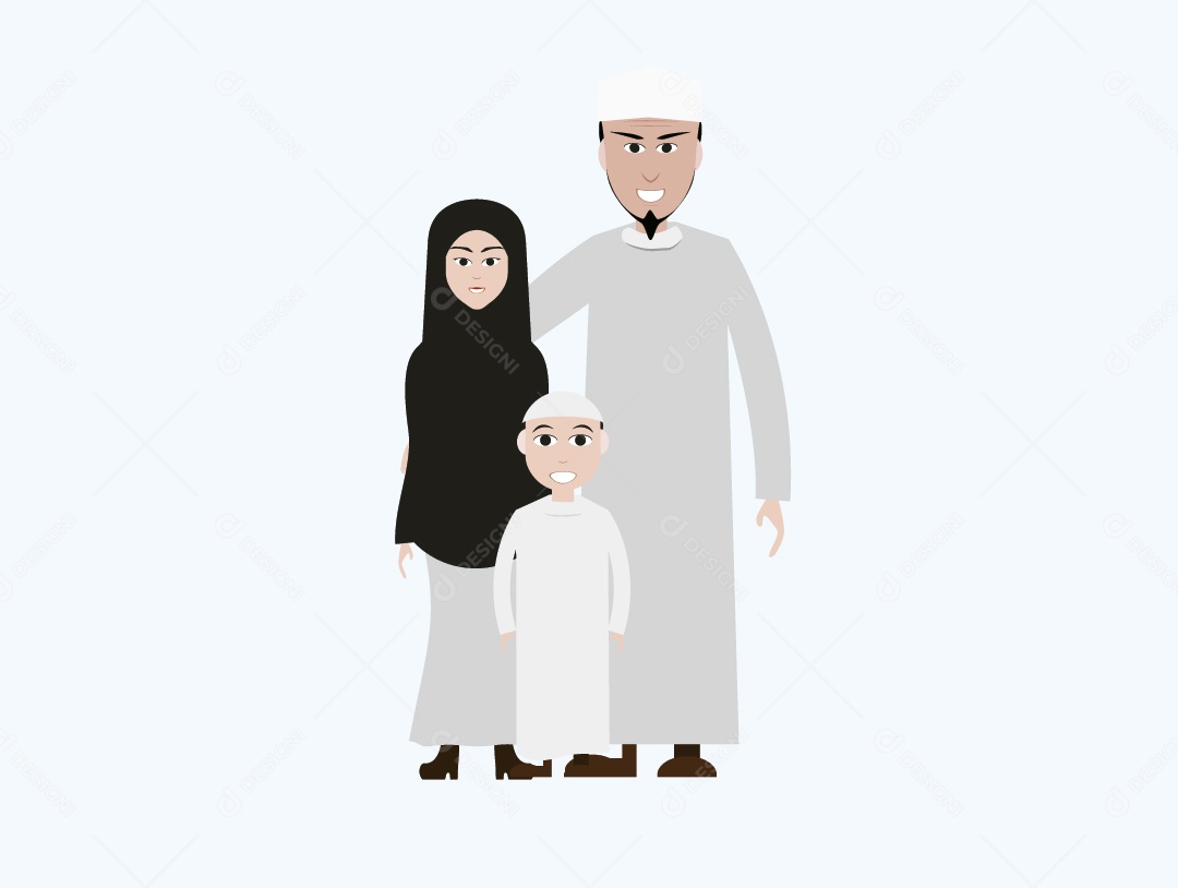 Família Mulçumana Ilustração Vetor EPS